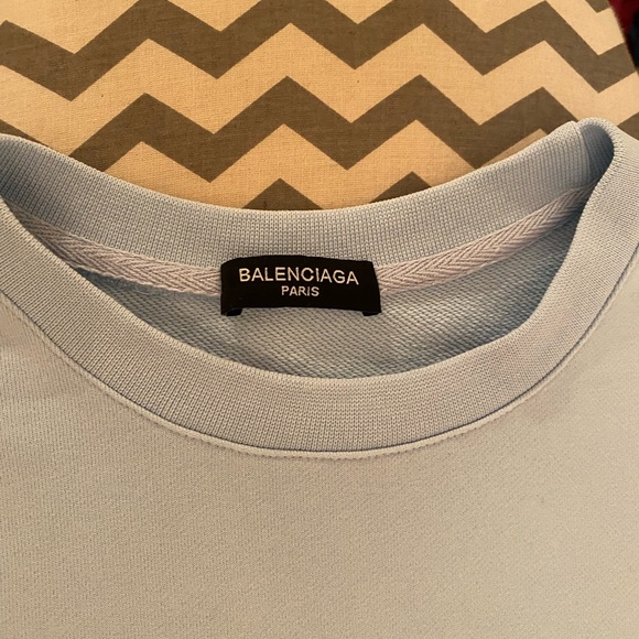 Balenciaga Paris 2020 Wom M Gorgeous Light Blue Logoed French Terry Sweatshirt - Picture 9 of 10